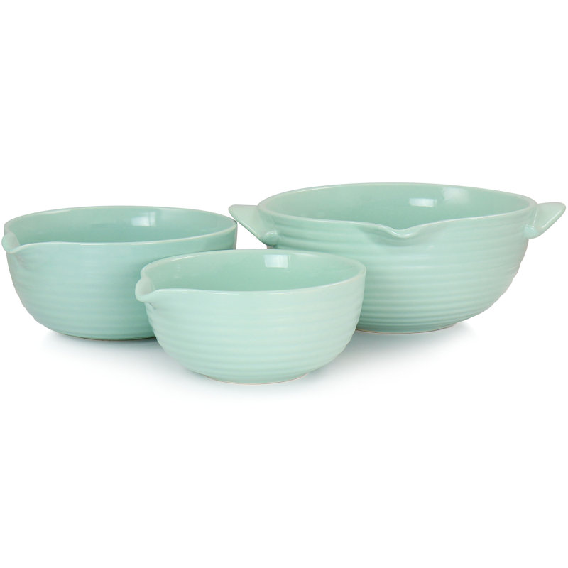 Martha Stewart 3 Piece Vintage Stoneware Prep Batter Bowl Set In Mint